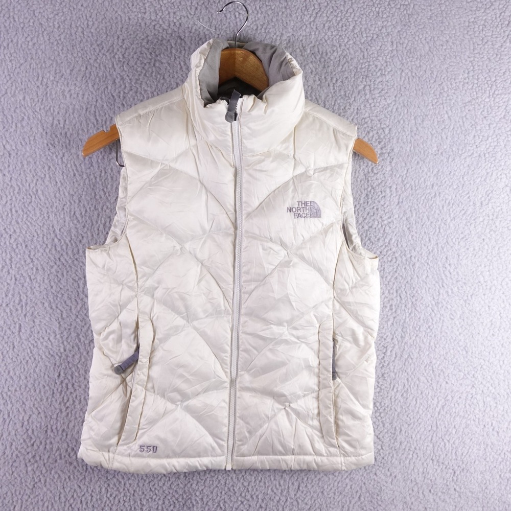 The North Face Womens Aconcagua 550 Down Puffer Vest Cream White XS